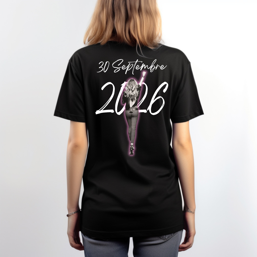 T-shirt concert de Céline Dion noir col rond