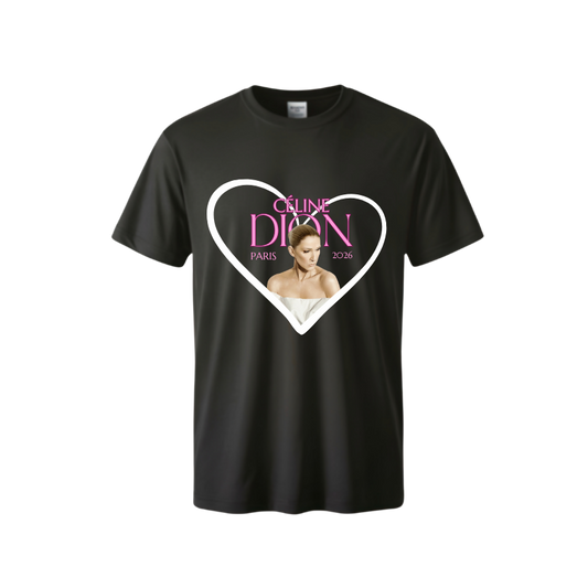 T-shirt concert de Céline Dion noir col rond