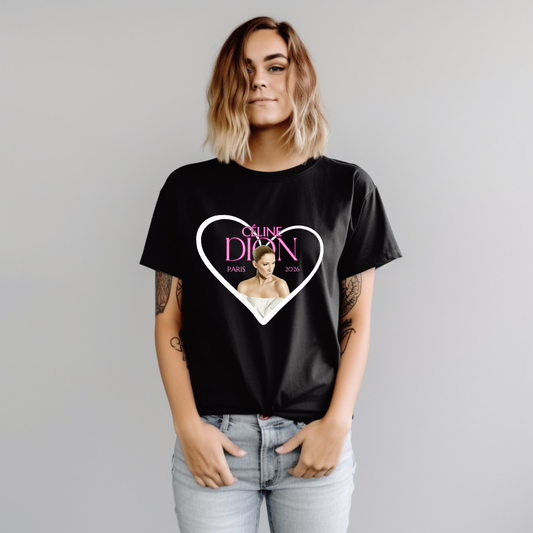 T-shirt concert de Céline Dion noir col rond