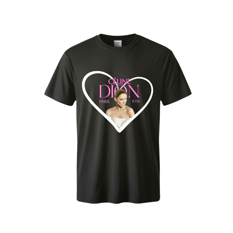 T-shirt concert de Céline Dion noir col rond