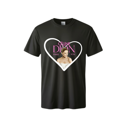 T-shirt concert de Céline Dion noir col rond