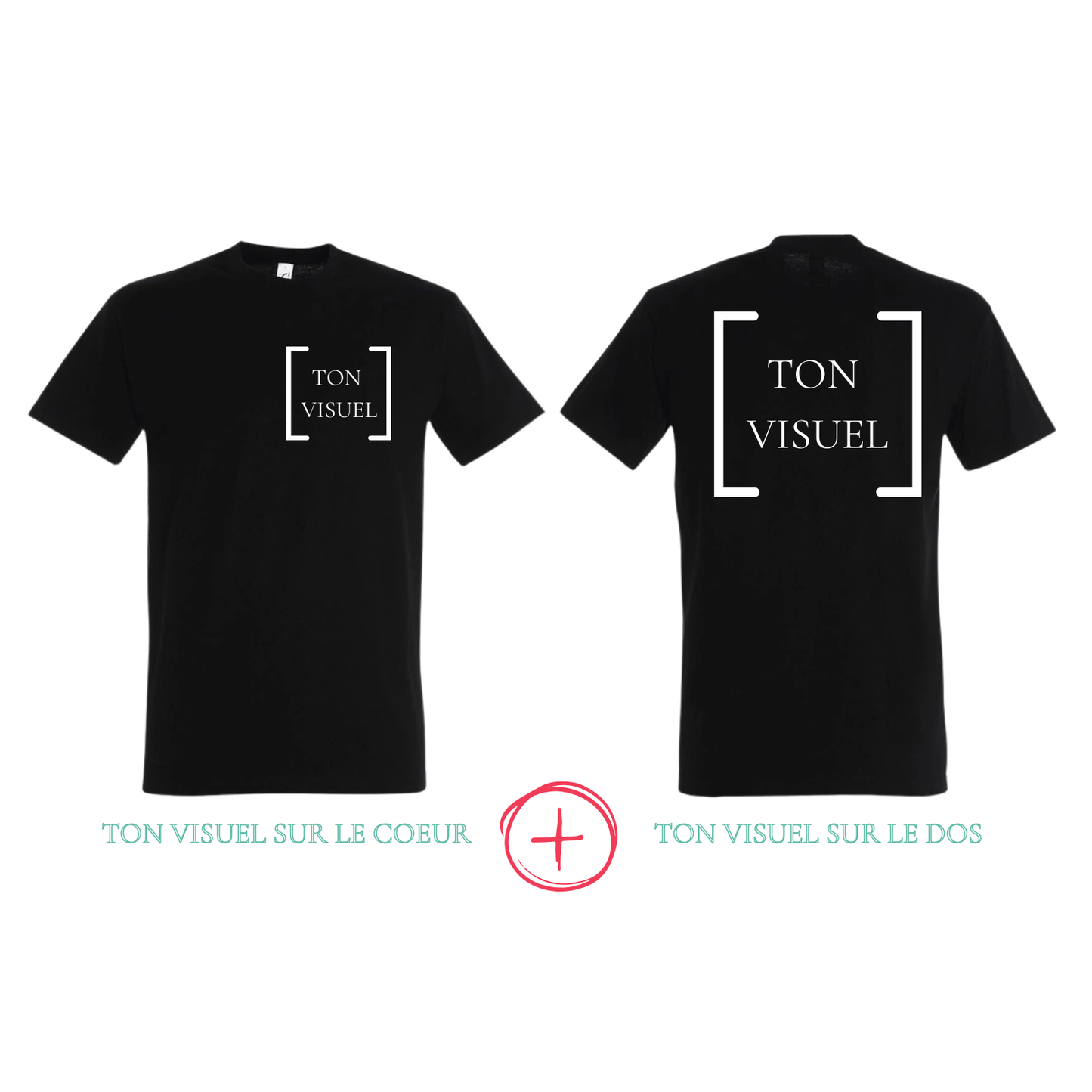 T-shirt à manches courtes personnalisé motif COEUR + DOS