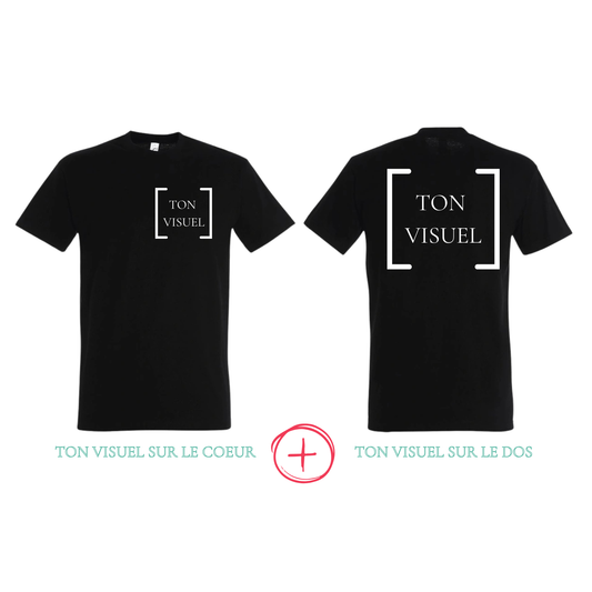 T-shirt à manches courtes personnalisé motif COEUR + DOS